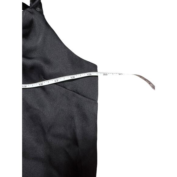 Topshop Black Satin Slip Dress Bow Tie Ribbon Straps Size 12 NWT Formal Cocktail - Picture 5 of 9